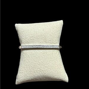 Silver and CZ Bar Adjustable Lariat Style Bracelet, NEW